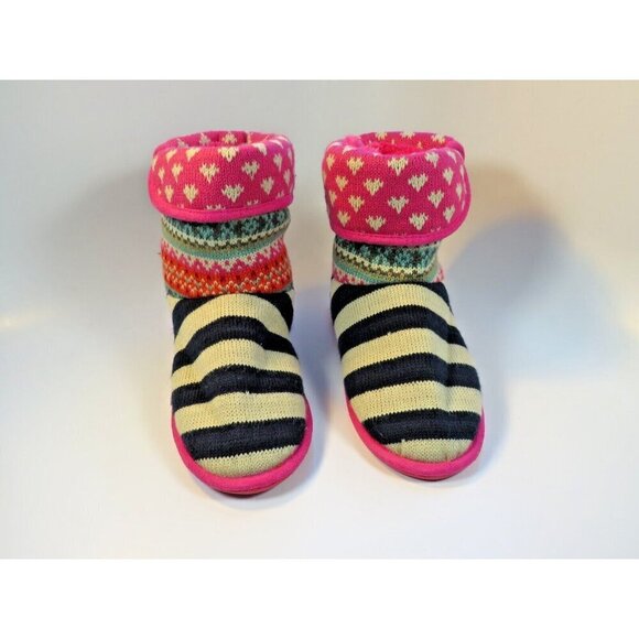 Steve Madden Faux Fur Sweater Boots Women's Size 7 MultiColor Hearts Rhinestone - Picture 3 of 14